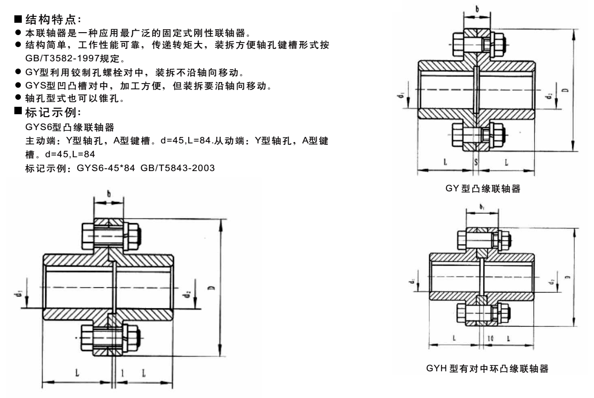 GY GYS GYH型凸缘联轴器产品规格